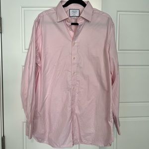 Semi-Spread Collar Egyptian Cotton Link Weave Shirt - Light Pink